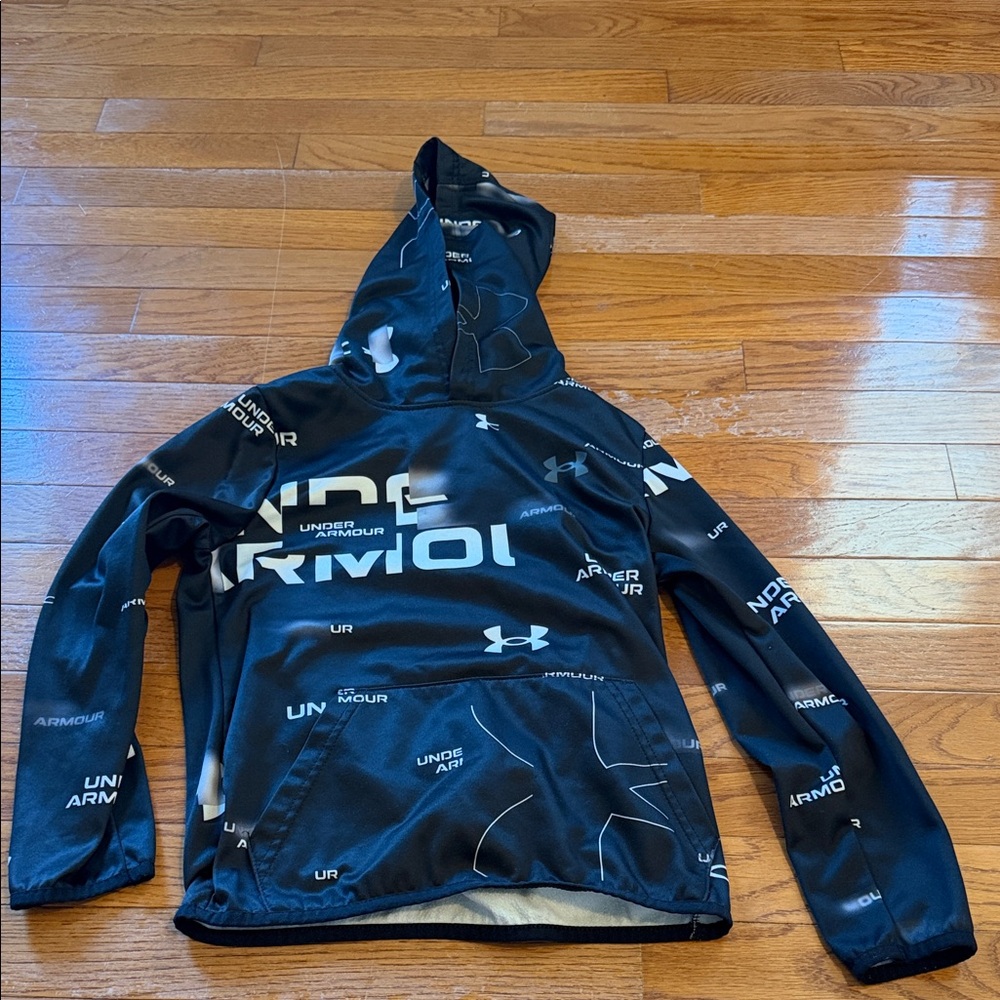 Boys - Size YSM -  Under Armour Boys' Black Logo Print Hoodie Jacket - So Cool